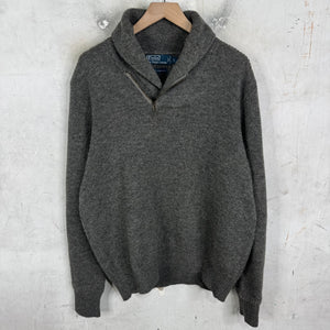 Ralph Lauren Wool Grey Asymmetrical Zip Sweater