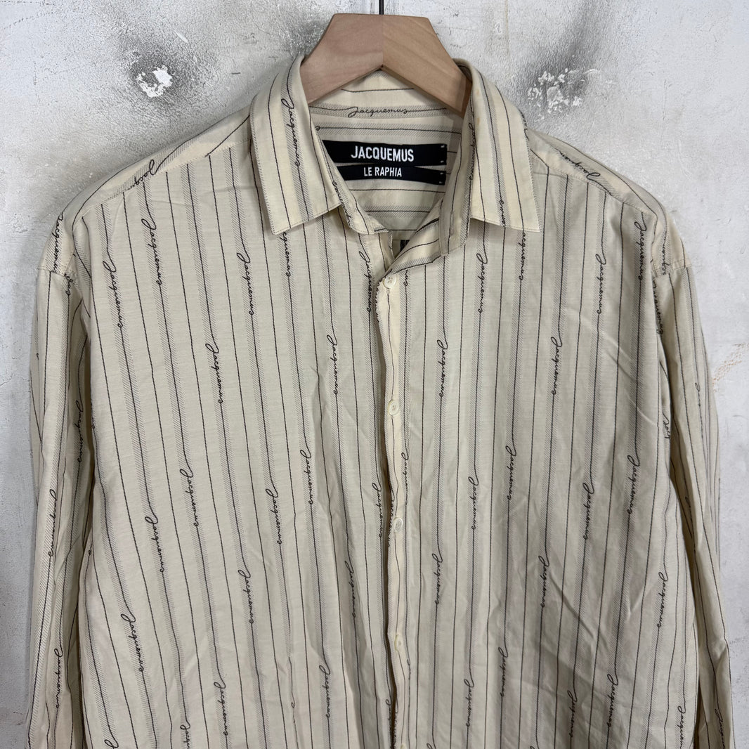 Jacquemus Pinstripe Script Logo LS Shirt
