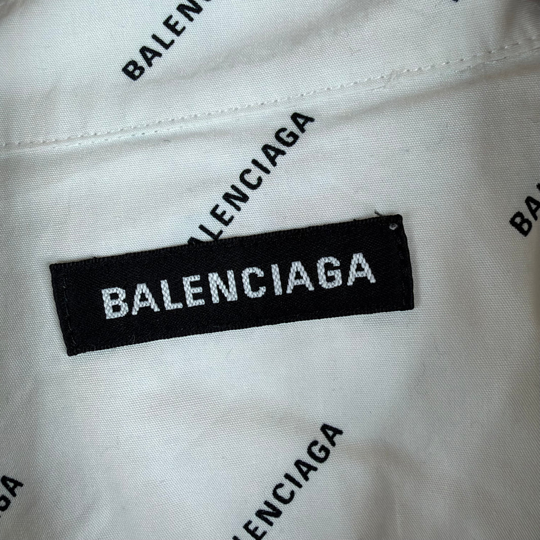 Balenciaga AOP Diagonal Logo Button Up S/S Shirt