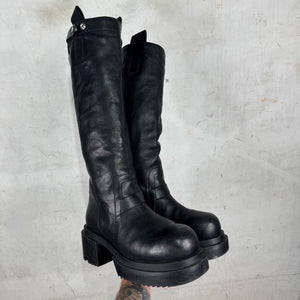 Rick Owens Leather Bogun Knee High Boots