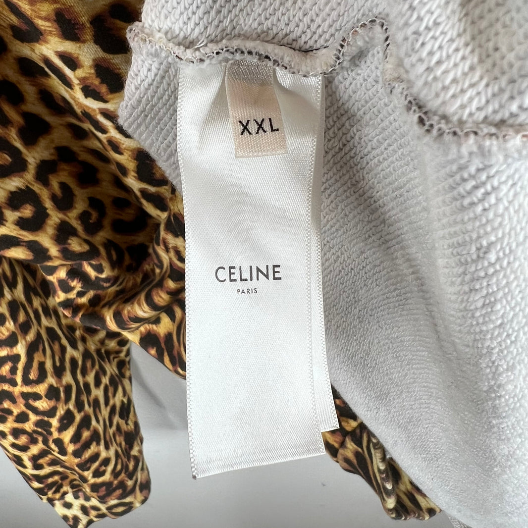 Celine Leopard Spell Out Logo Hoodie