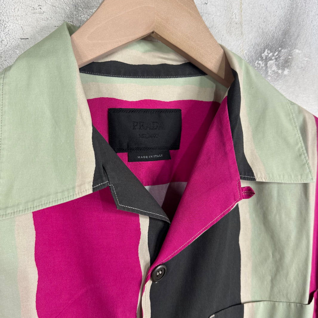 Prada Patterened Watercolor Bowling Shirt