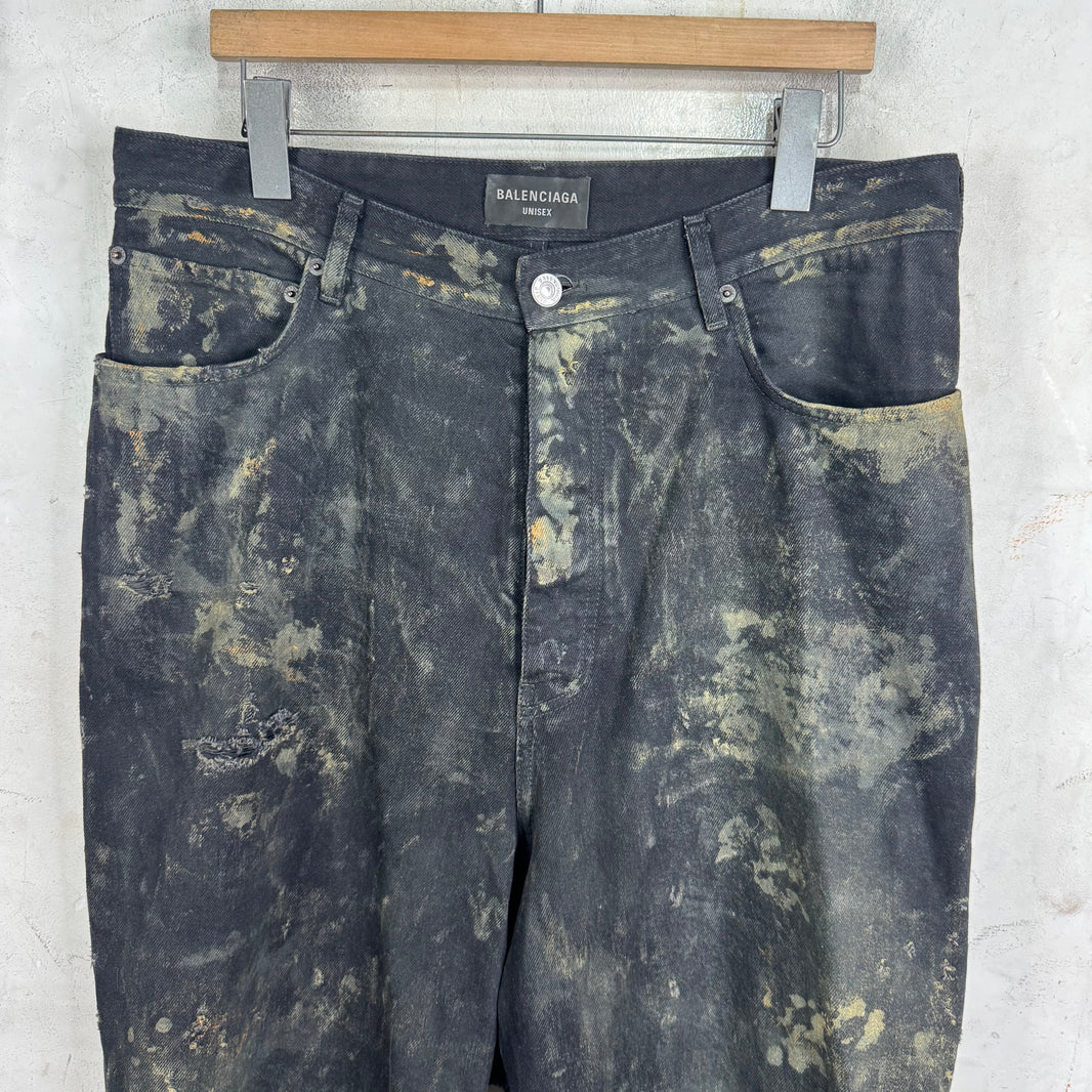 Balenciaga Mud Slashed Jeans