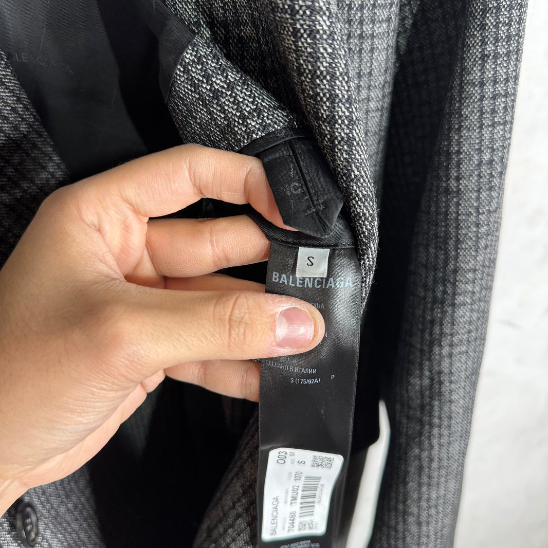 Balenciaga Plaid Long Trench Coat
