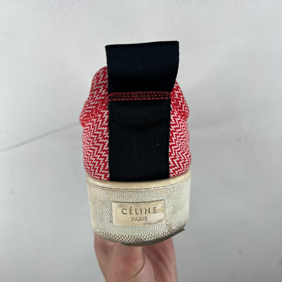 Celine Red Patterned Slip Ons