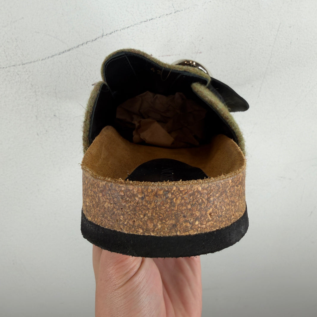JW Anderson Green Wool Strap Mules