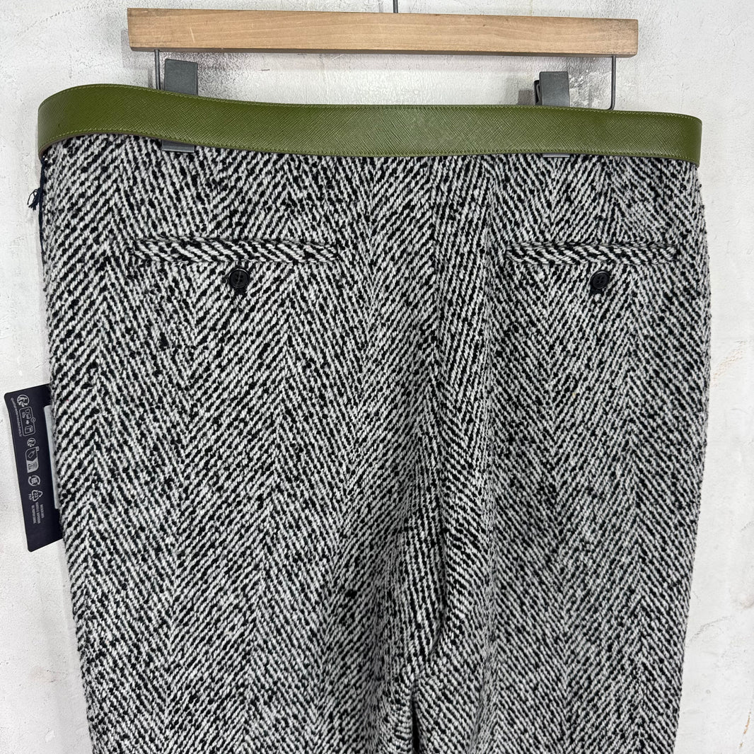 Prada Belted Tweed Trousers
