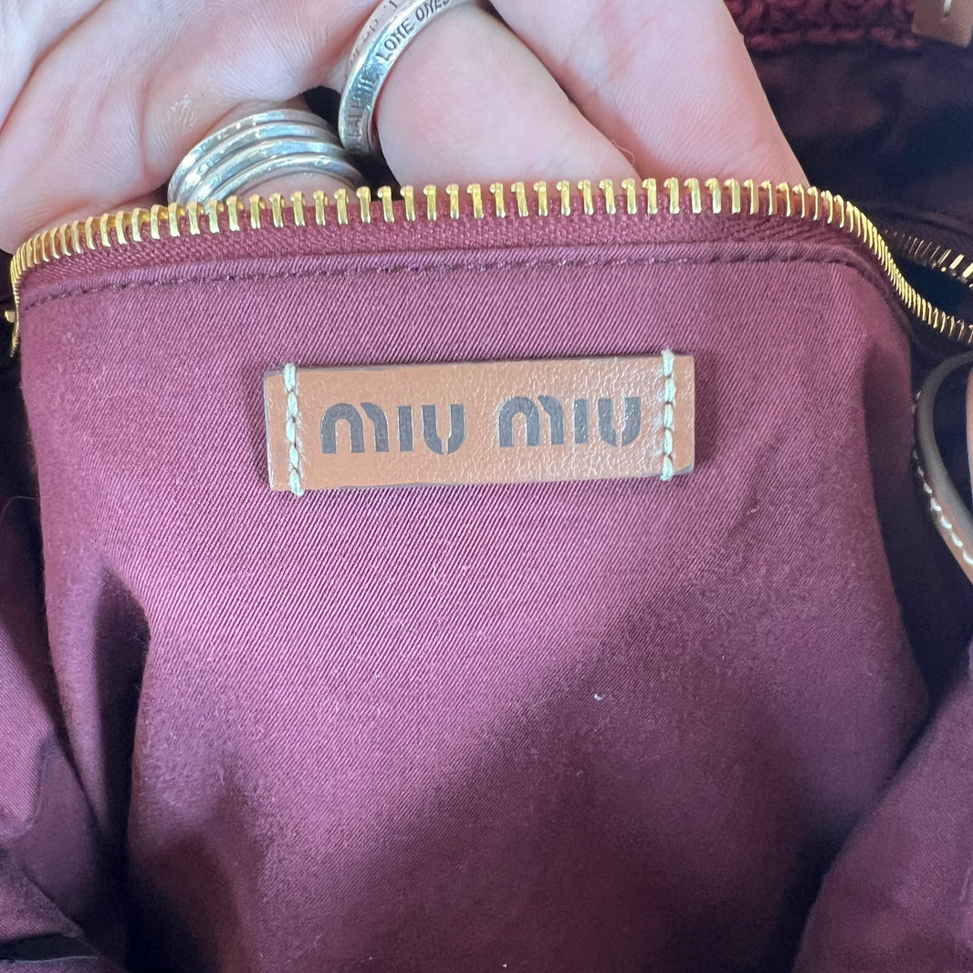 Miu Miu Raffia Woven Tote Bag