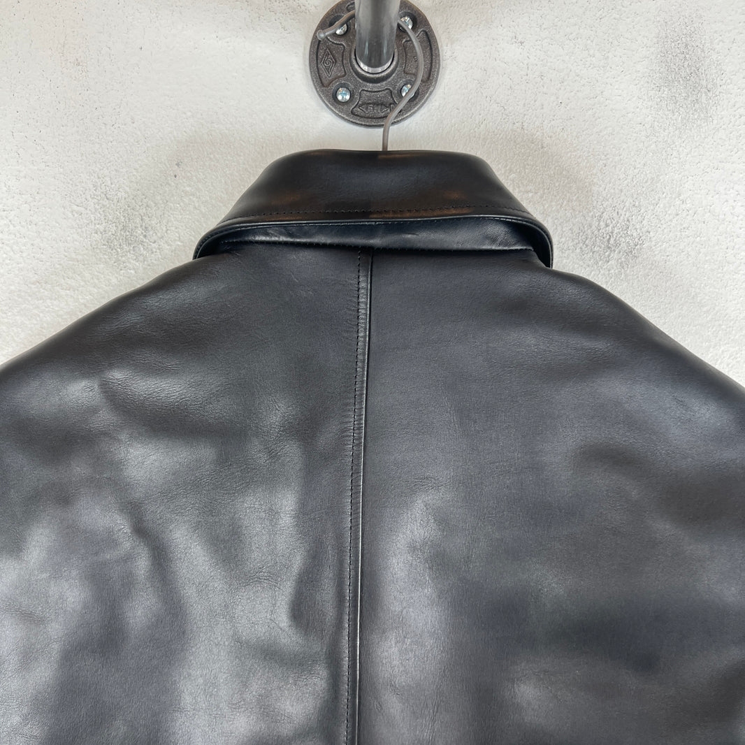 Stussy Leather S Wing Cropped Biker Jacket