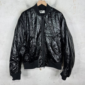 Dries Van Noten Black Glossy Back Zip Bomber