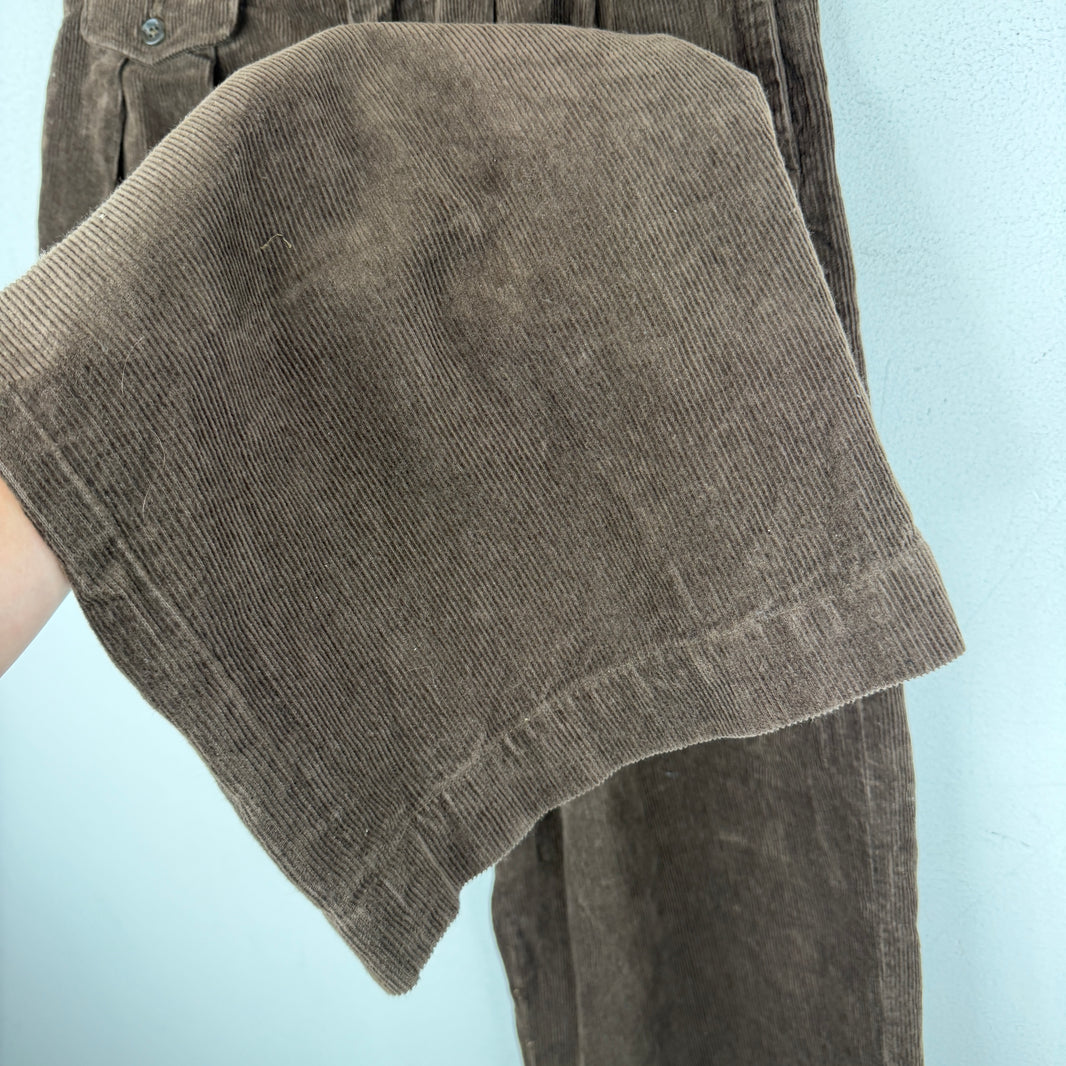 Engineered Garments Pleated Brown Corduroy Baggy Pants