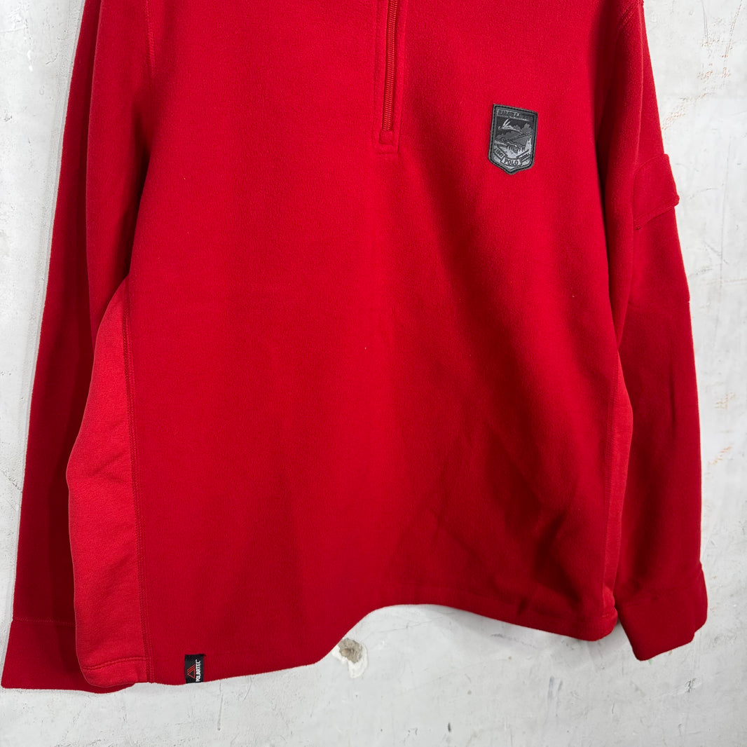 Ralph Lauren Red Fleece Ski Patch 1/4 Zip