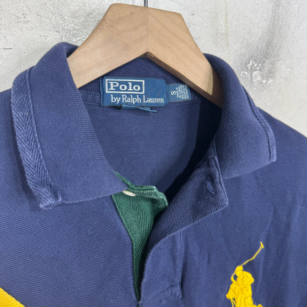 Ralph Lauren Navy/Yellow/Green Stripe Pony Polo