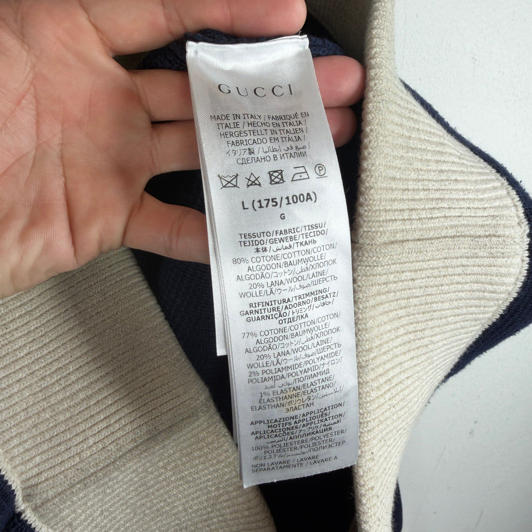 Gucci Navy Button-Up Knit Sweater