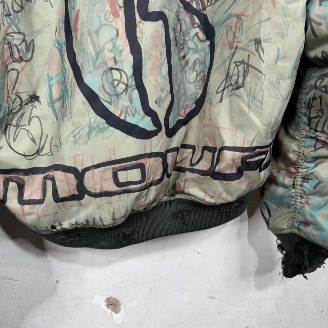 Mowalola Cropped Grafitti Bomber Jacket