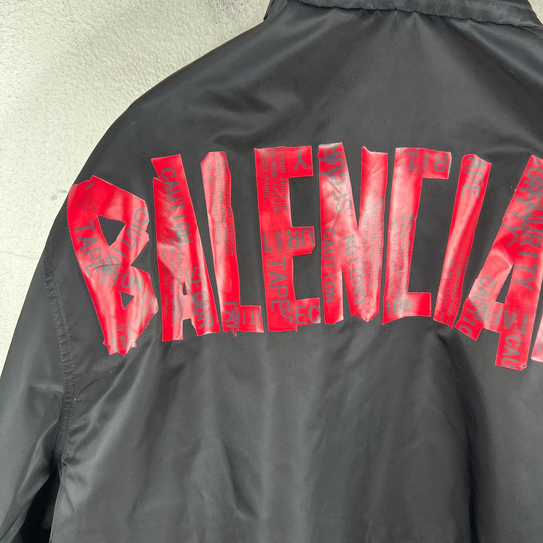 Balenciaga Sample Black Nylon Red Tape Coaches Jacket
