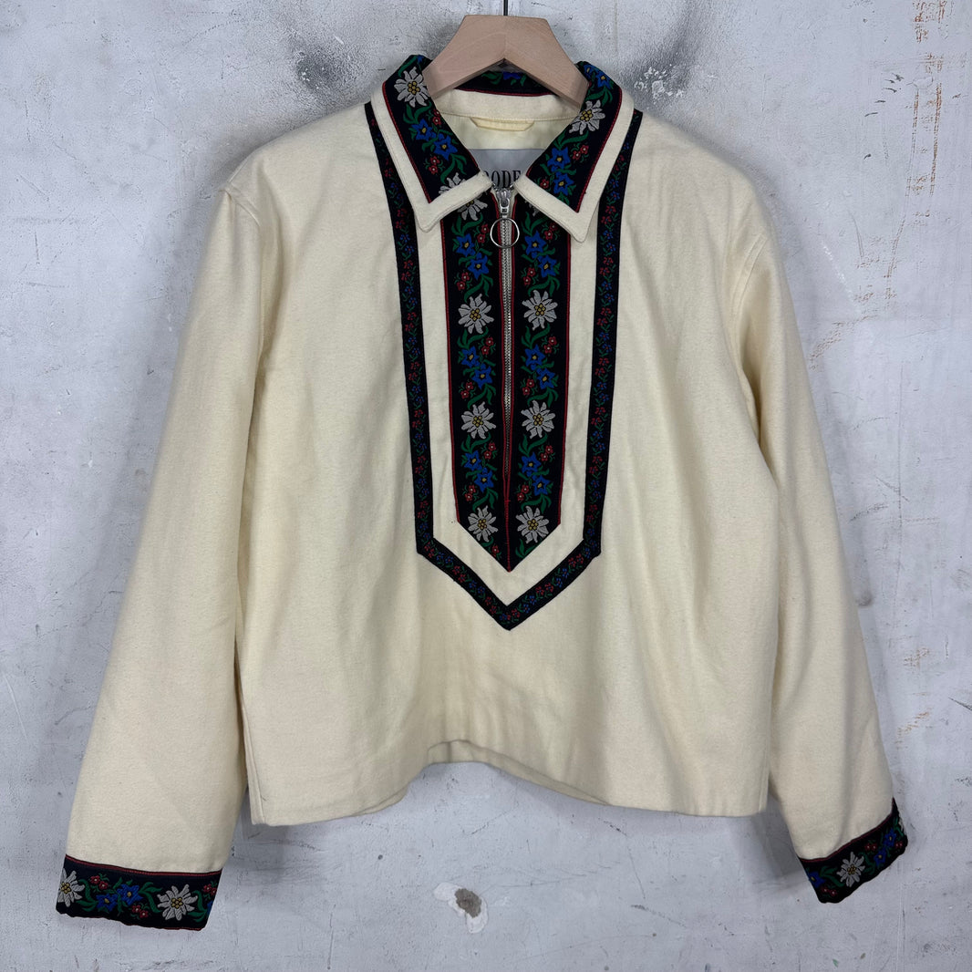 Bode Ecru Alpine Pullover Jacket