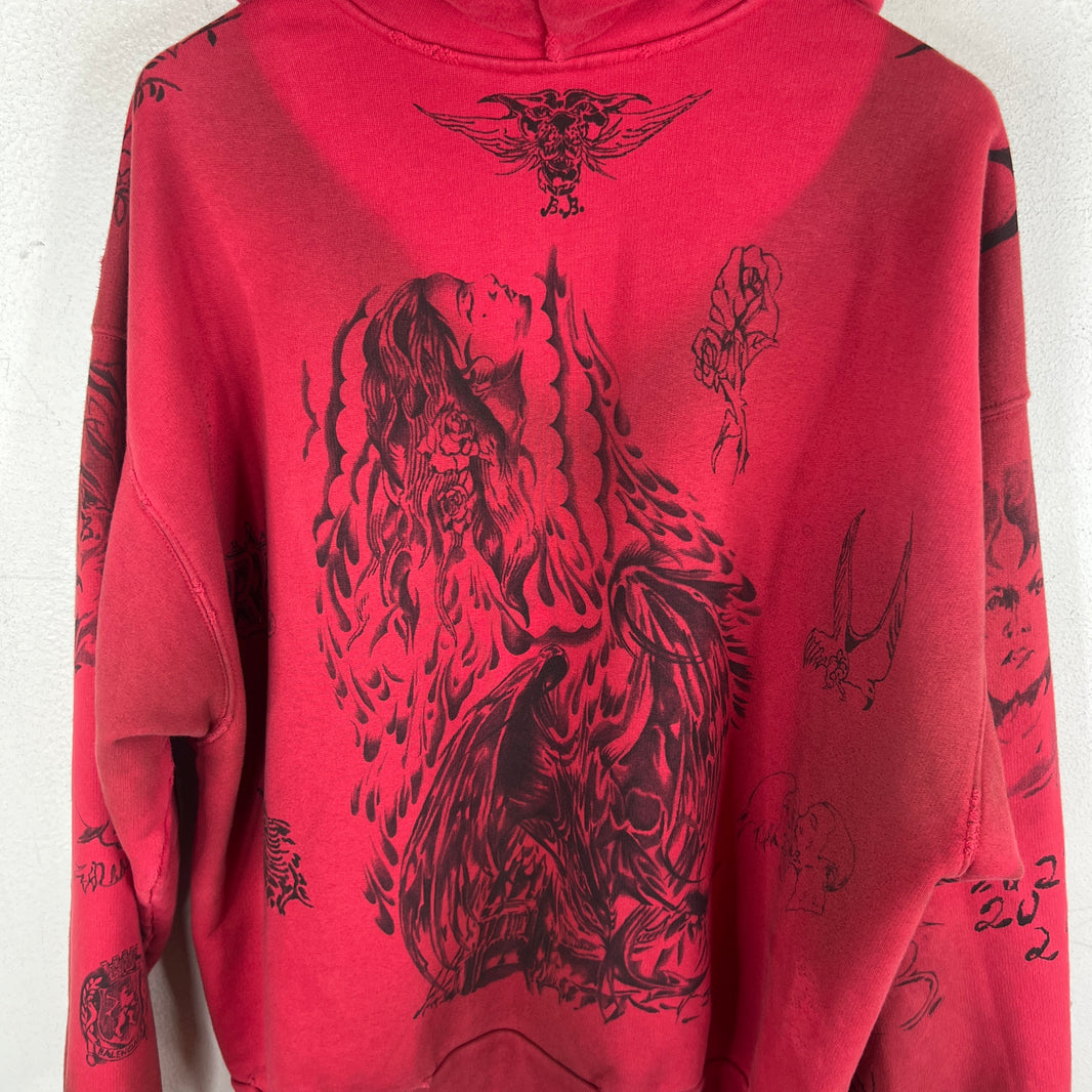 Balenciaga Red Tattoo Zip-Up Hoodie