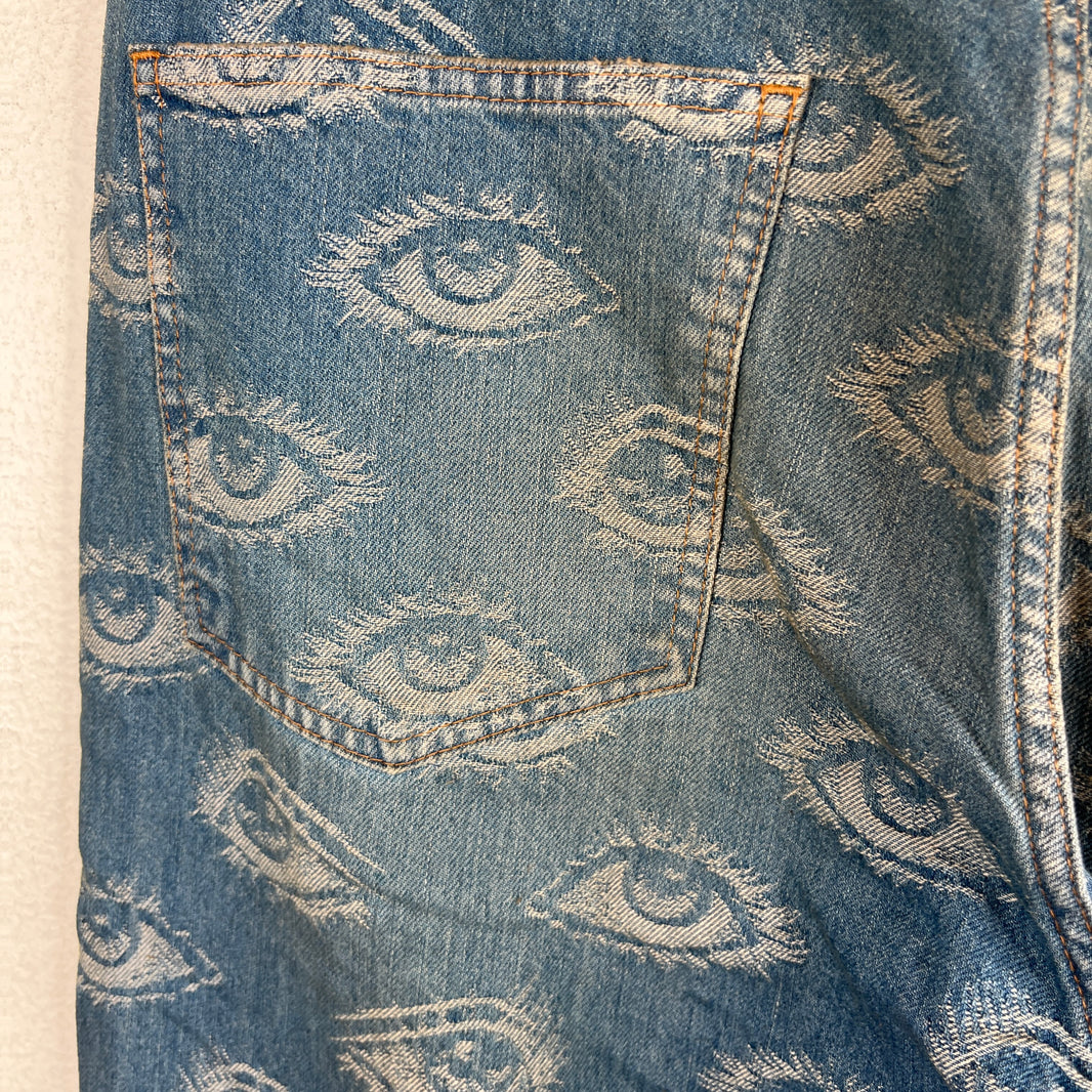 Kapital Blue Distressed Speak Easy Flared Denim Jeans