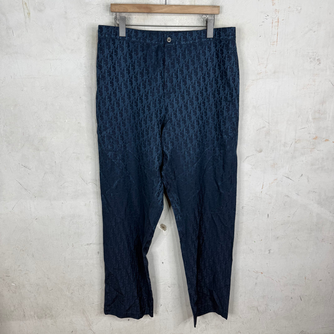 Dior Navy Silk Oblique Pants