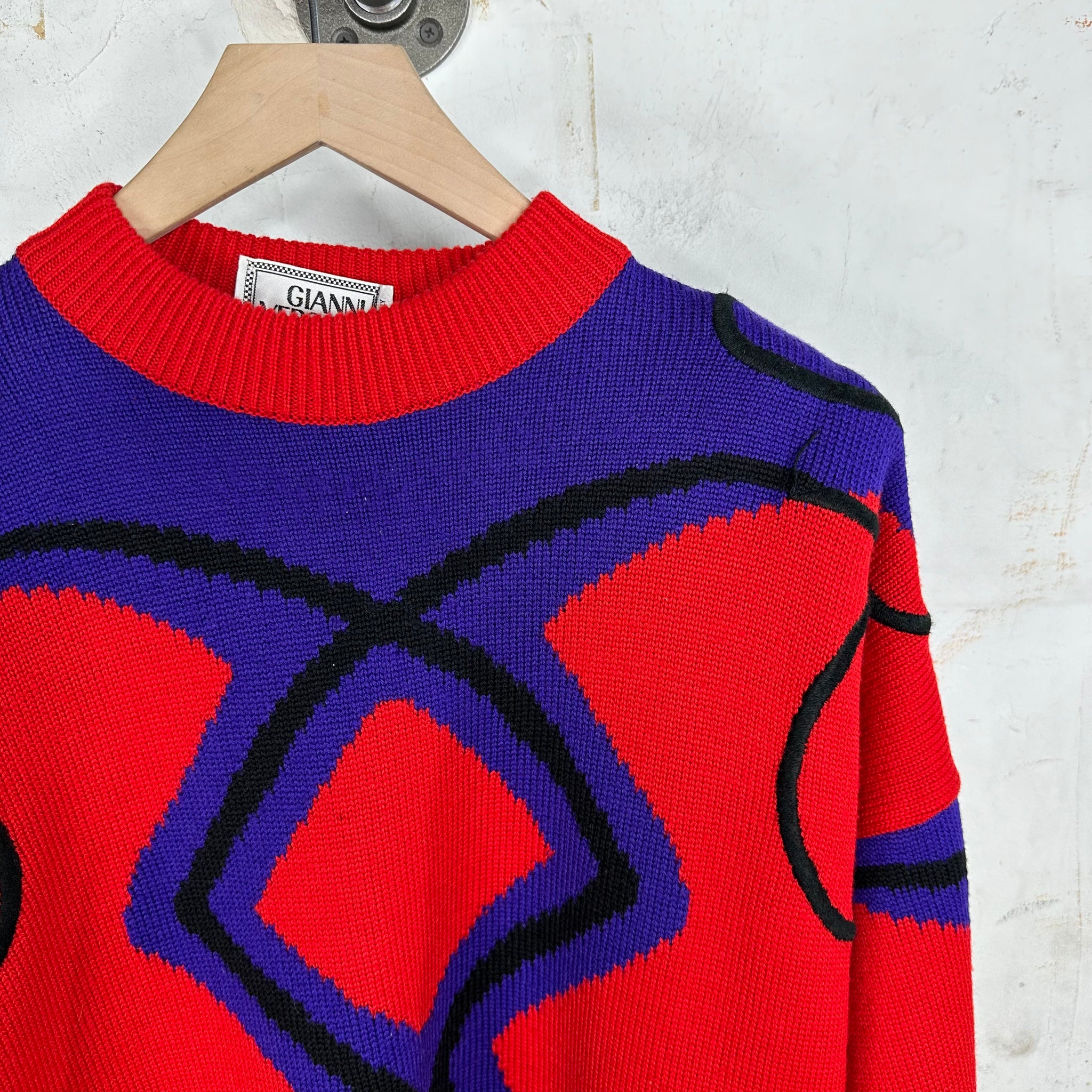 Vintage Versace Patterned Knit Sweater