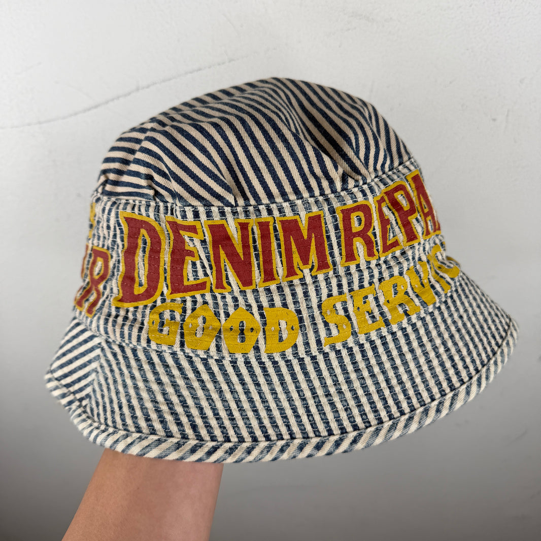 Kapital Denim Repair Pinstripe Bucket Hat