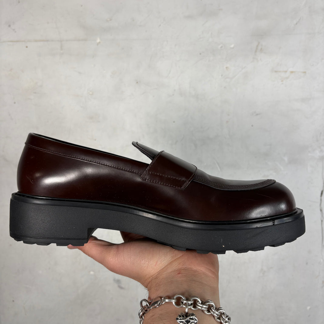 Prada Brown Leather Chunky Loafers