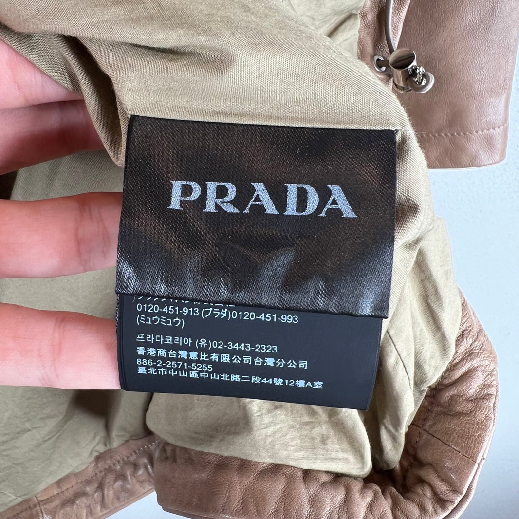 Prada Brown Nappa Lambskin Zip Shirt