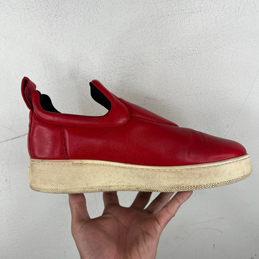 Celine Red Leather Slip On Sneakers