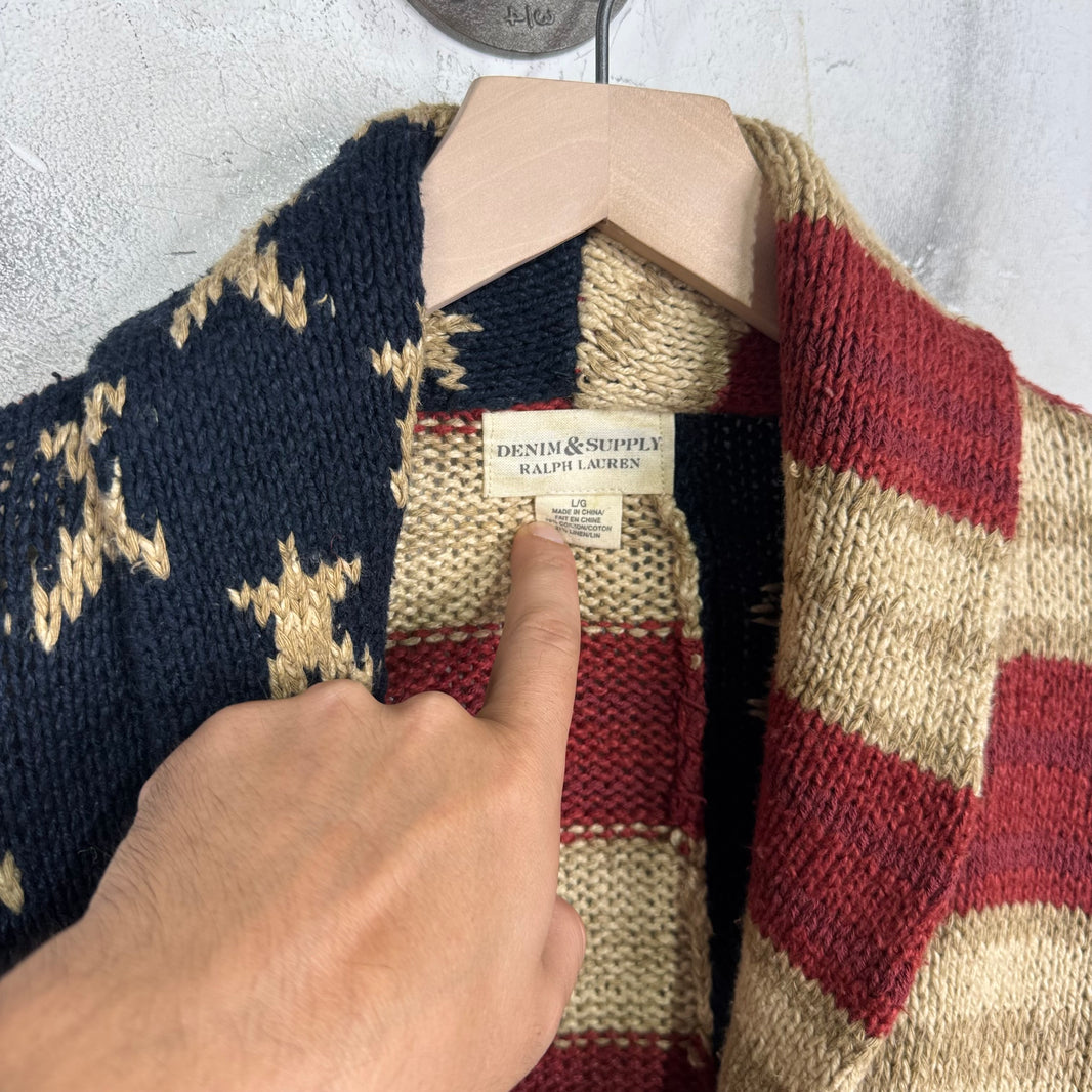 Ralph Lauren Denim & Supply American Flag Shawl Cardigan