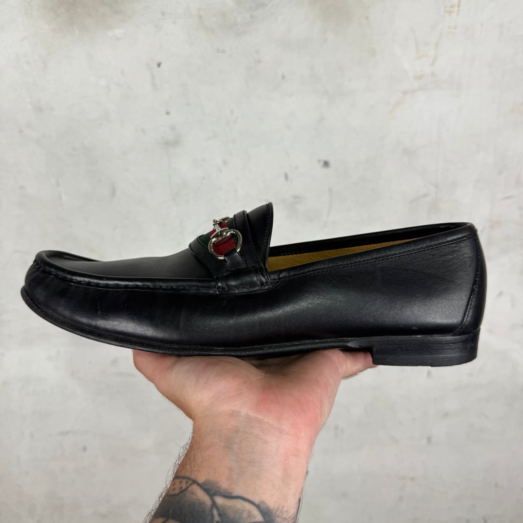 Gucci Leather Horse Bit Loafers
