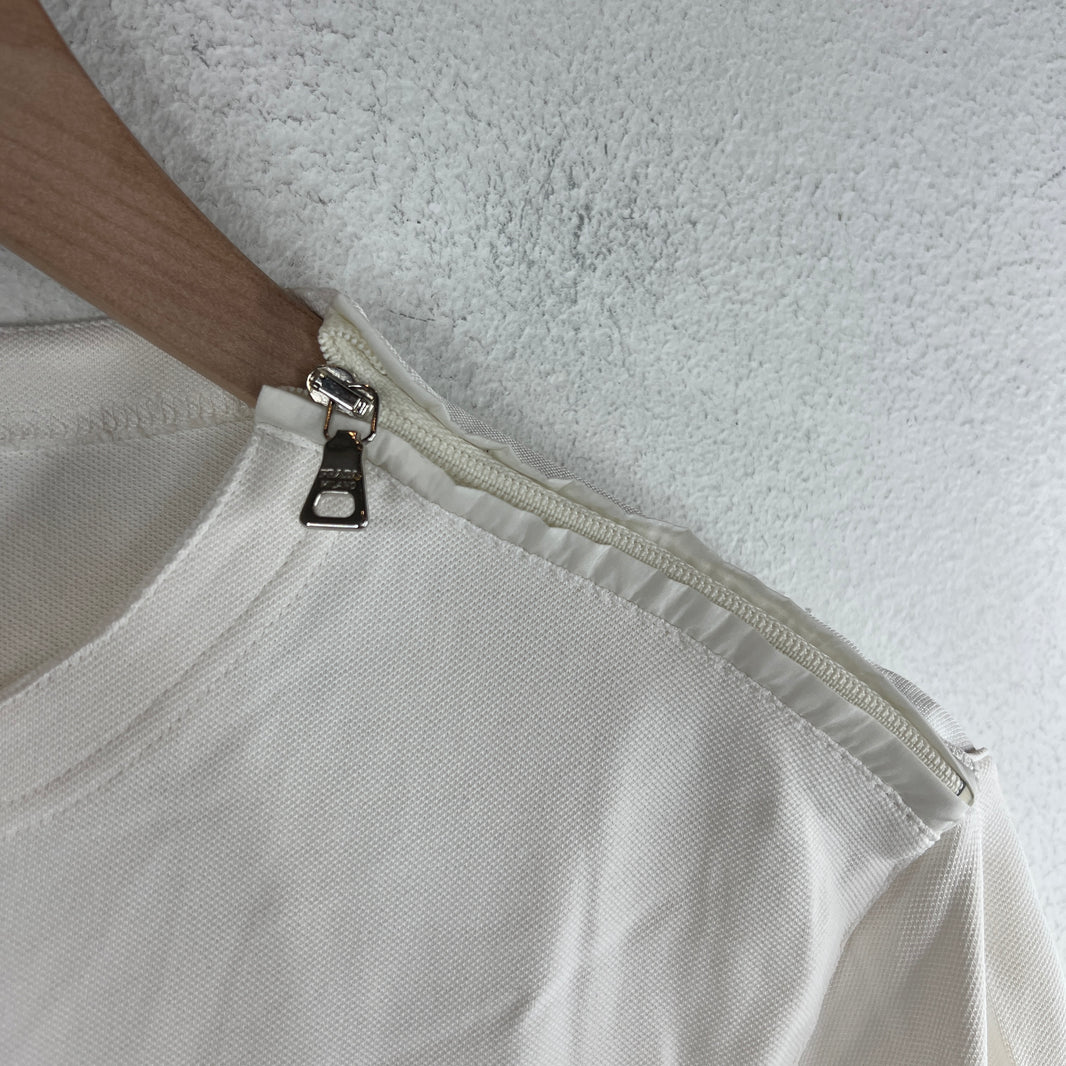 Prada White Zipper Detail T-Shirt