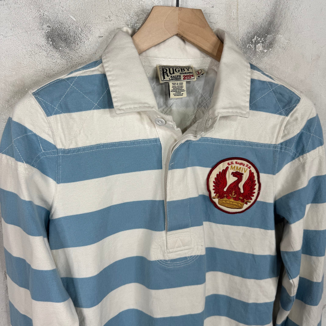 Ralph Lauren Rugby Striped Blue Crest L/S Polo