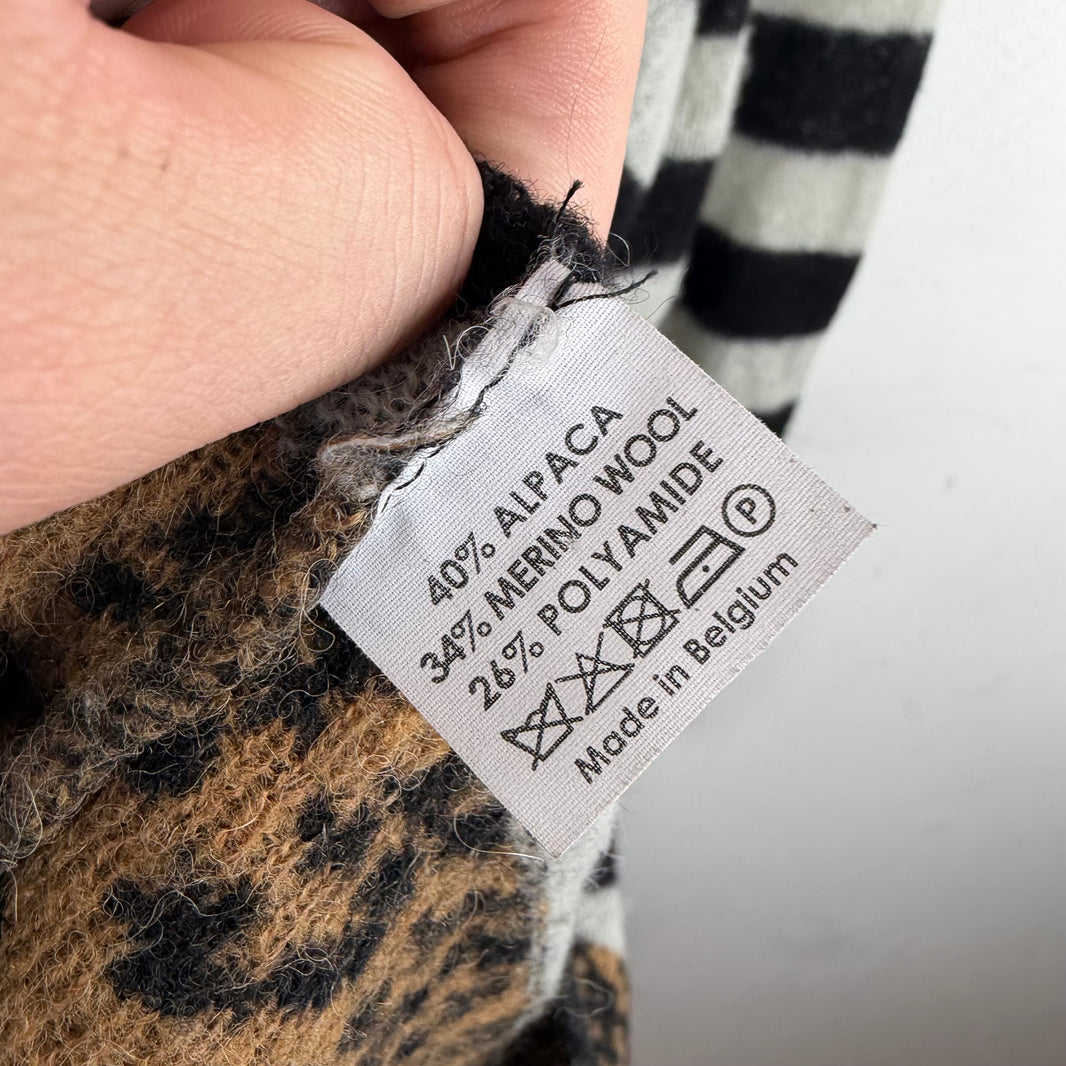 Dries Van Noten Striped/Cheetah Thin Knit Sweater