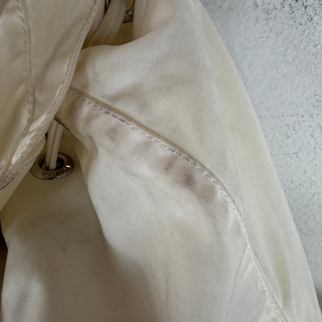 Prada Smoked Nylon White Badge Backpack