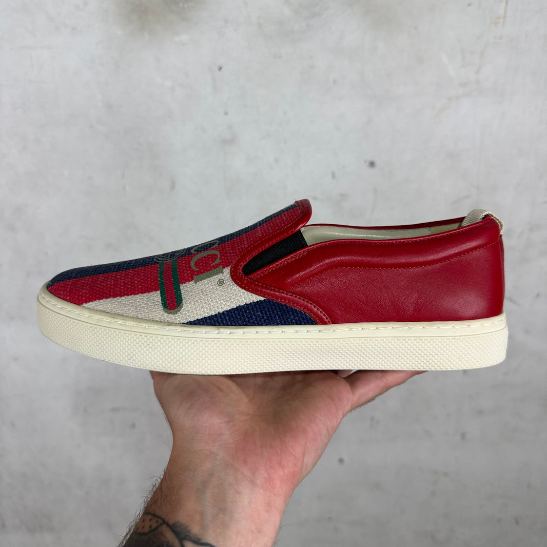 Gucci Striped Logo Slip Ons