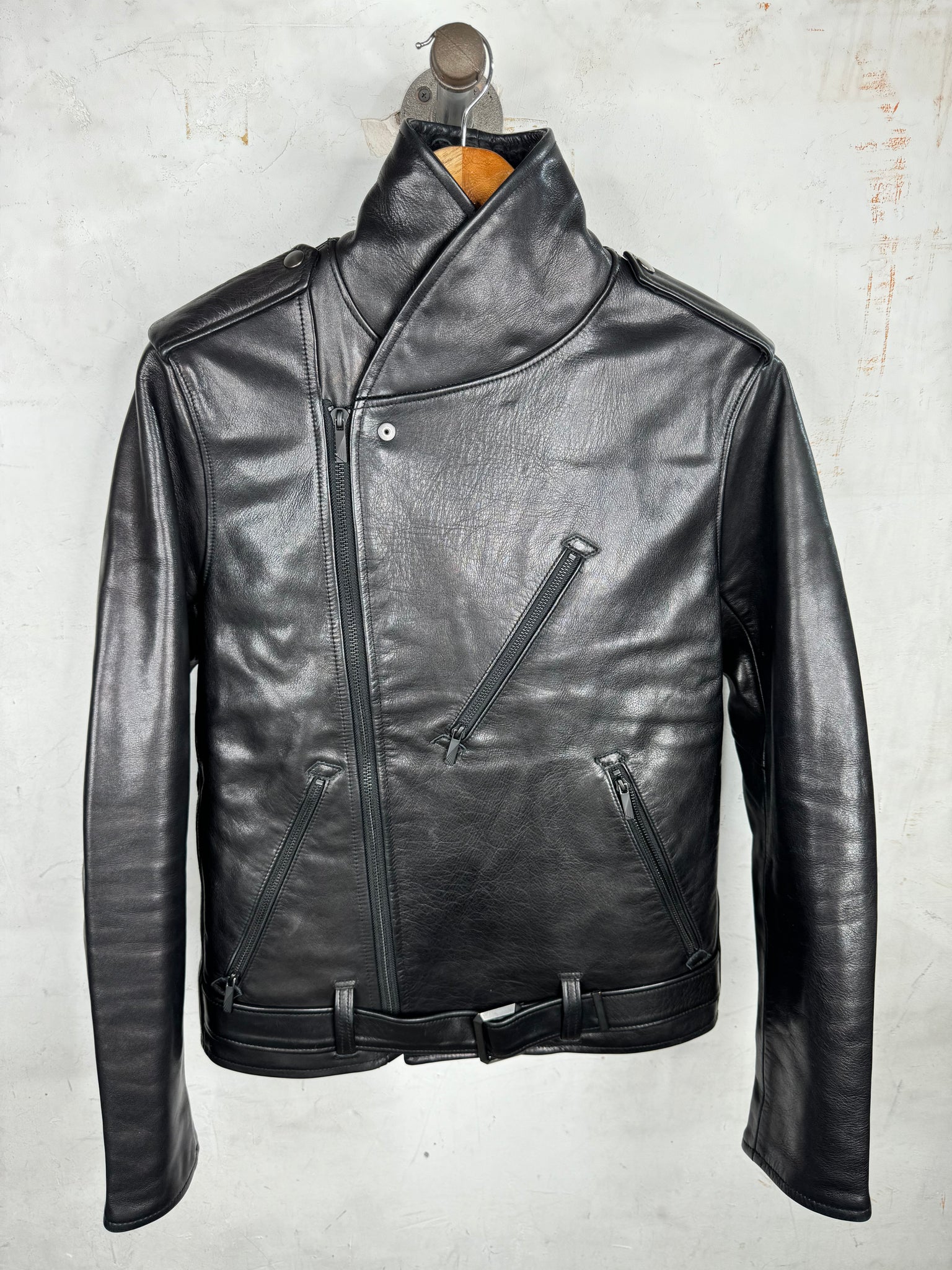 N. Hoolywood Leather Sherpa Lined Moto Jacket