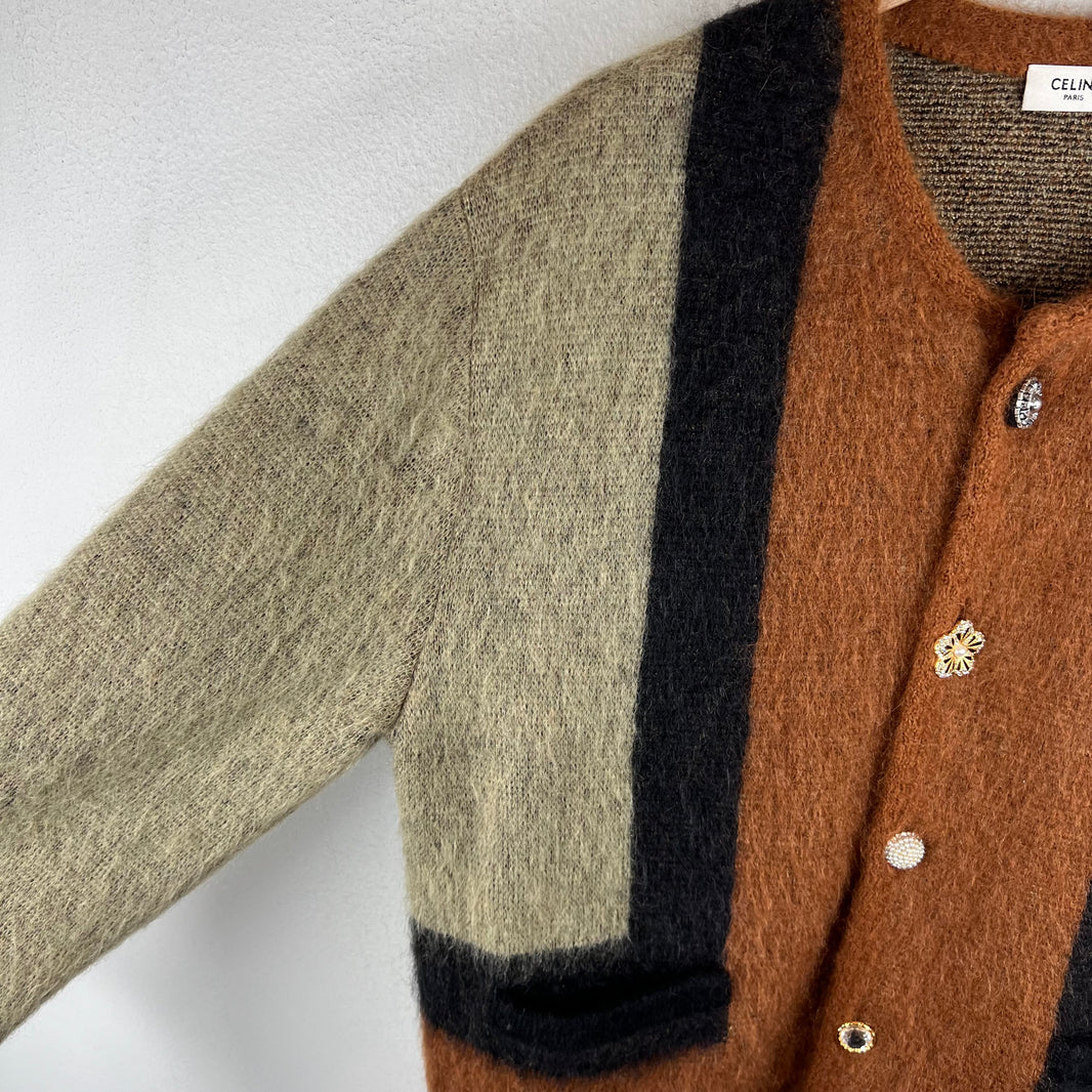 Celine Rhinestone Button Up Mohair Cardigan