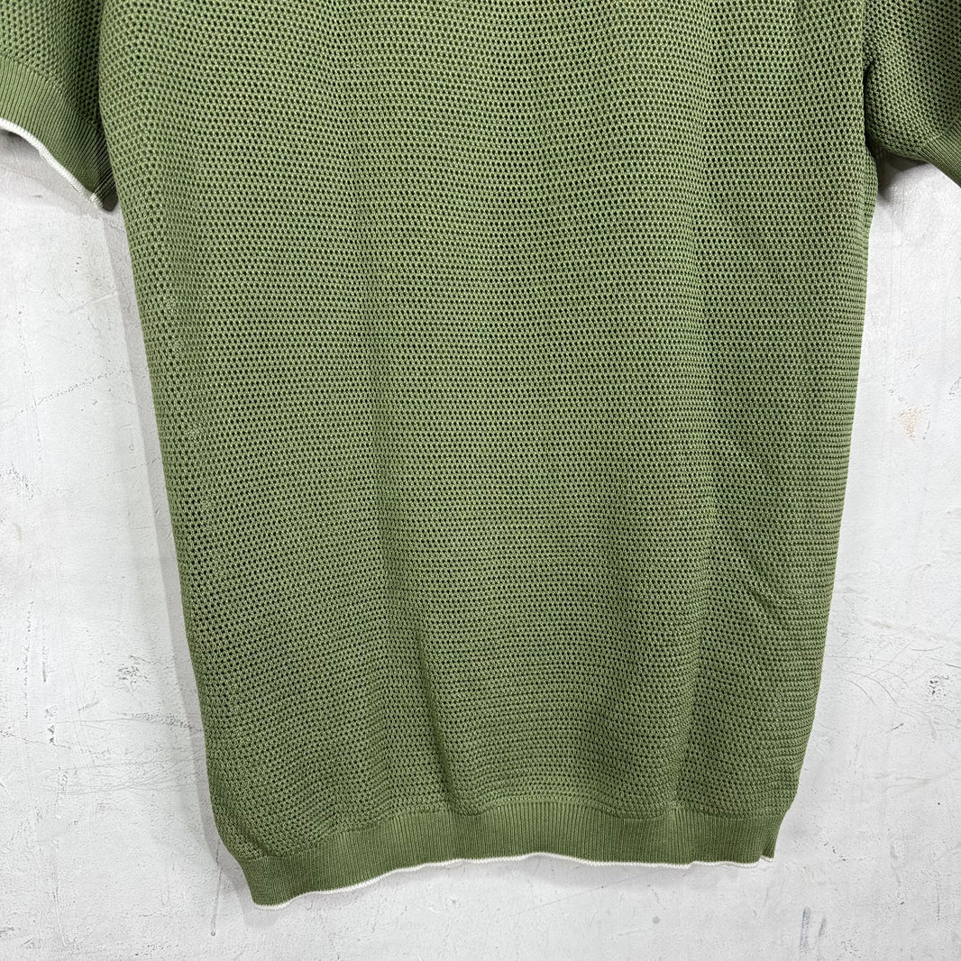 Prada Green Knitted Mesh Polo
