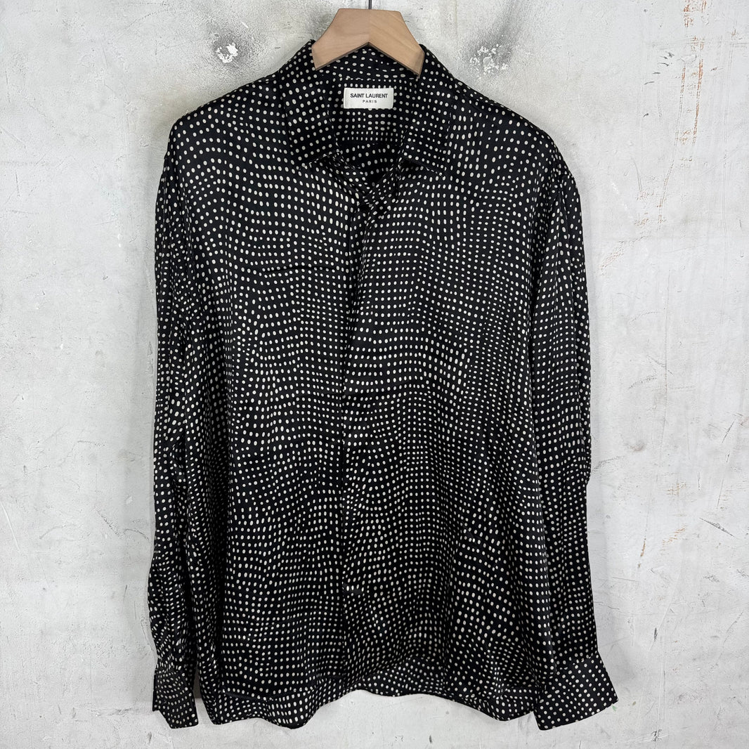 Saint Laurent Black Dotted Silk L/S Shirt