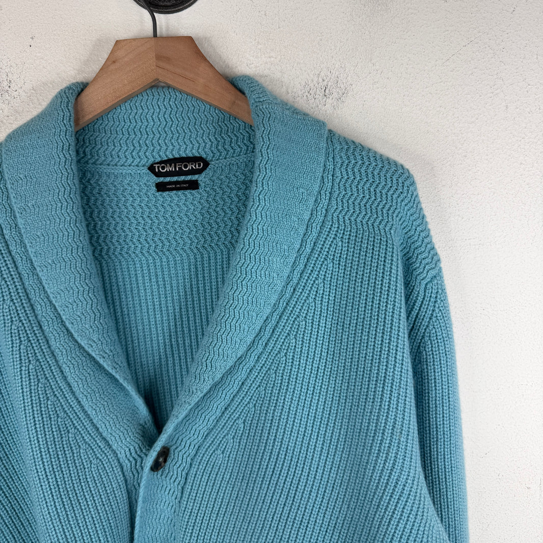 Tom Ford Baby Blue Cashmere Knit Cardigan