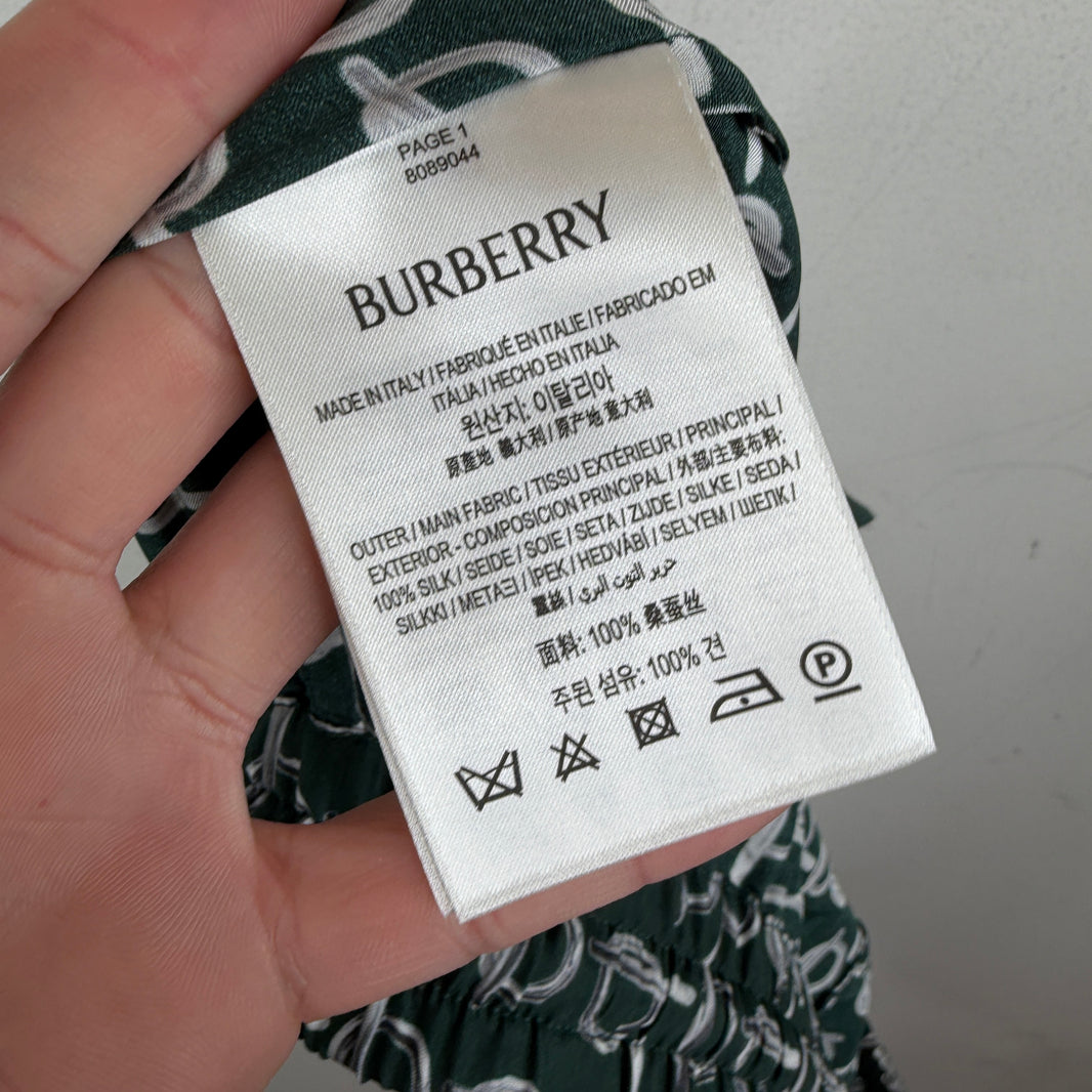 Burberry Green Silk Pattern Shorts