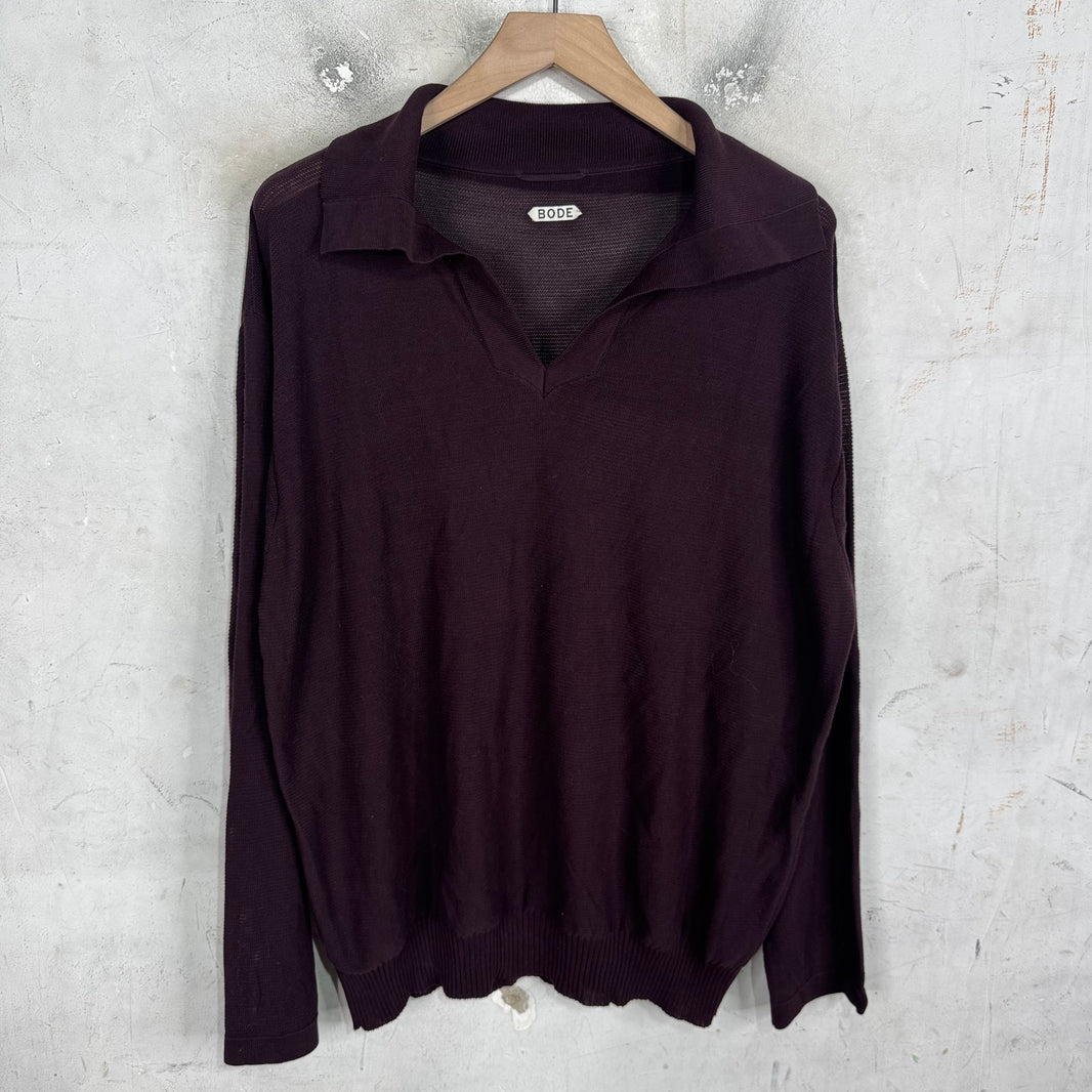 Bode Burgundy Pullover Sweater