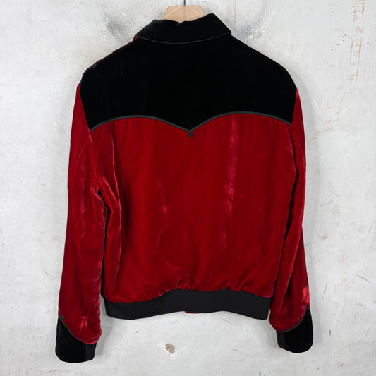 Saint Laurent Red Velvet Western Bomber Jacket