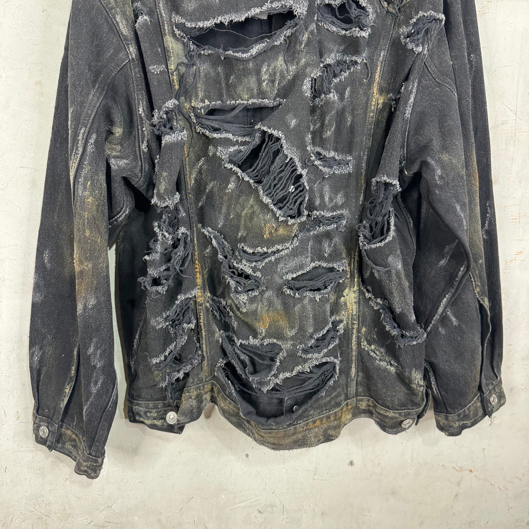 Balenciaga Mud Show Denim Trucker Jacket