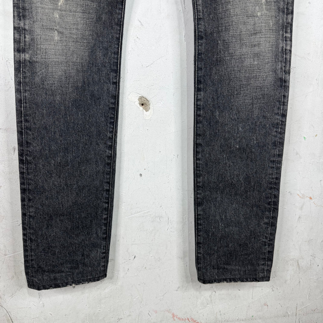 Balmain Straight Legged Charcoal Distressed Jeans