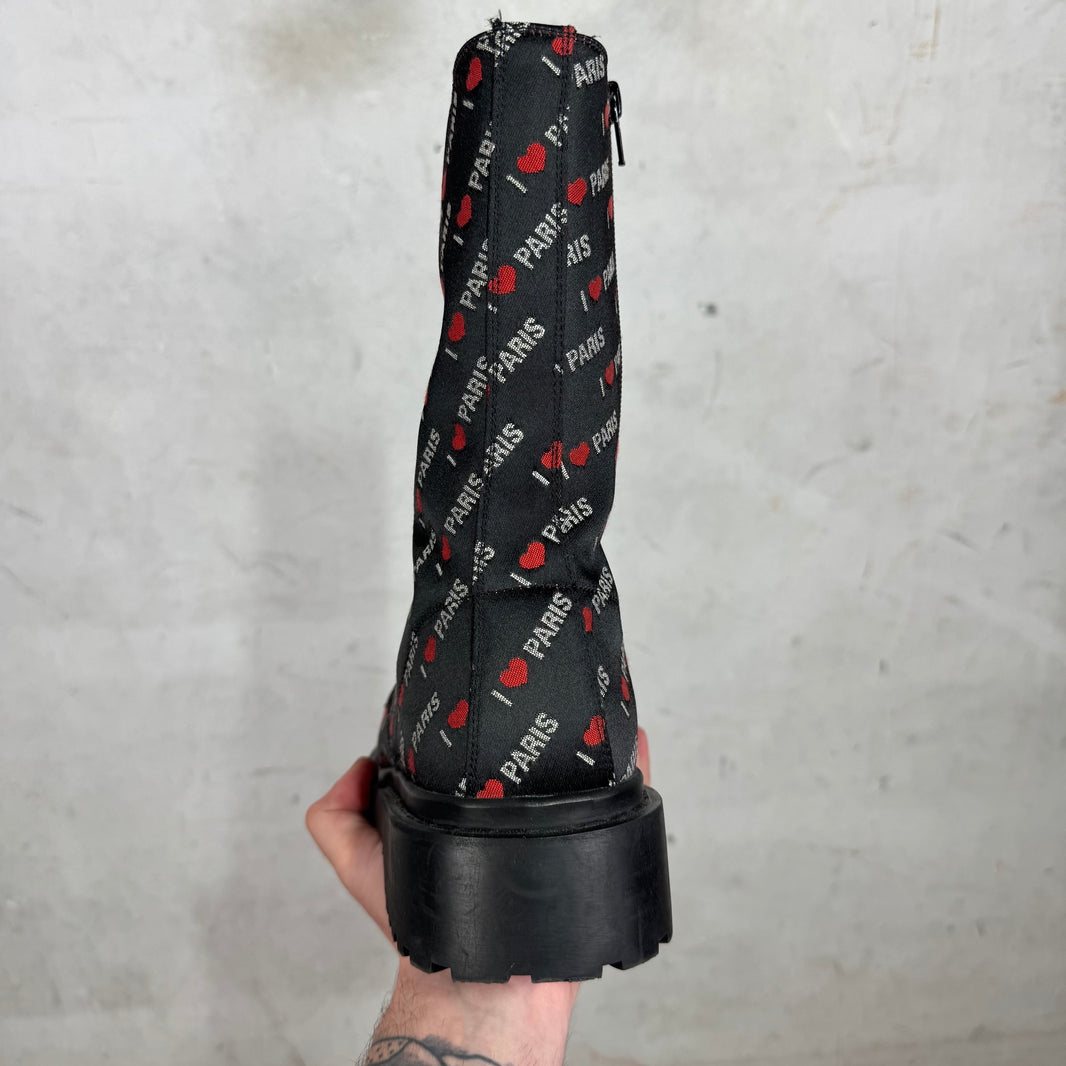 Balenciaga I Love Paris Zip Up Boots