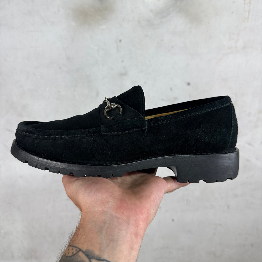Gucci Black Suede Lug Sole Loafer