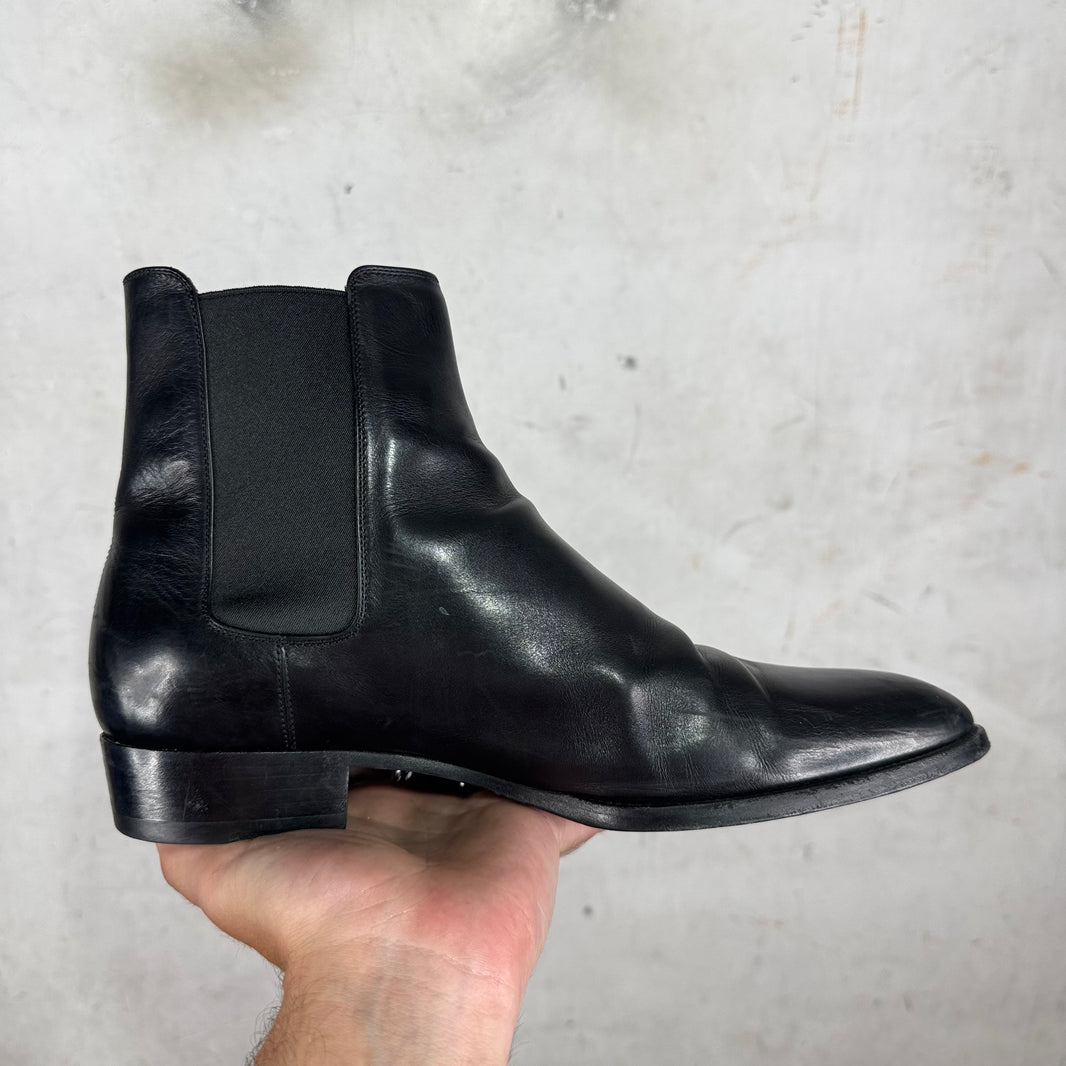 Saint Laurent Black Leather Wyatt Boots