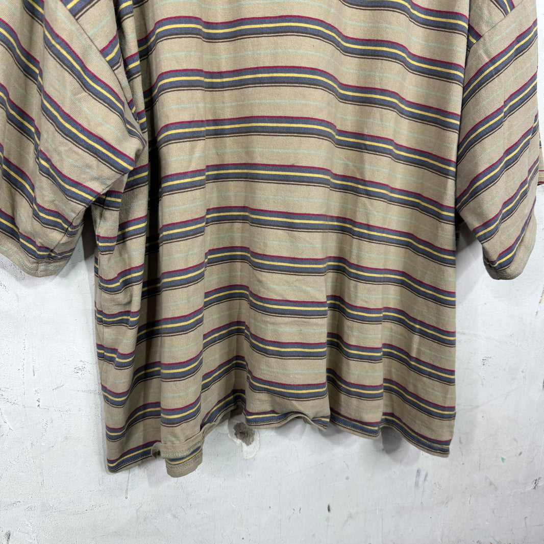 Kapital Tan Boxy Striped T-Shirt